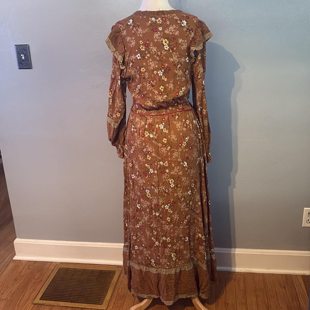 Tulle & Batiste Grace Maxi Dress Button Front Elastic Waist Terracotta Small - Picture 9 of 13